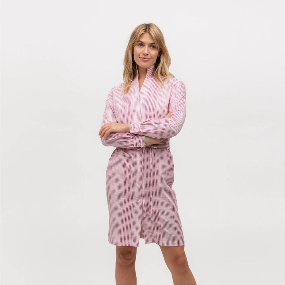 Sarah Alexandra Shirt Dress Party Girl Pink Polka Dots Cotton Italian Made Sz 8